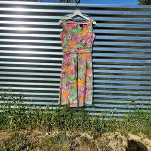 Vintage Tropical Print Dress